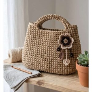 Borsa color corda con fiore